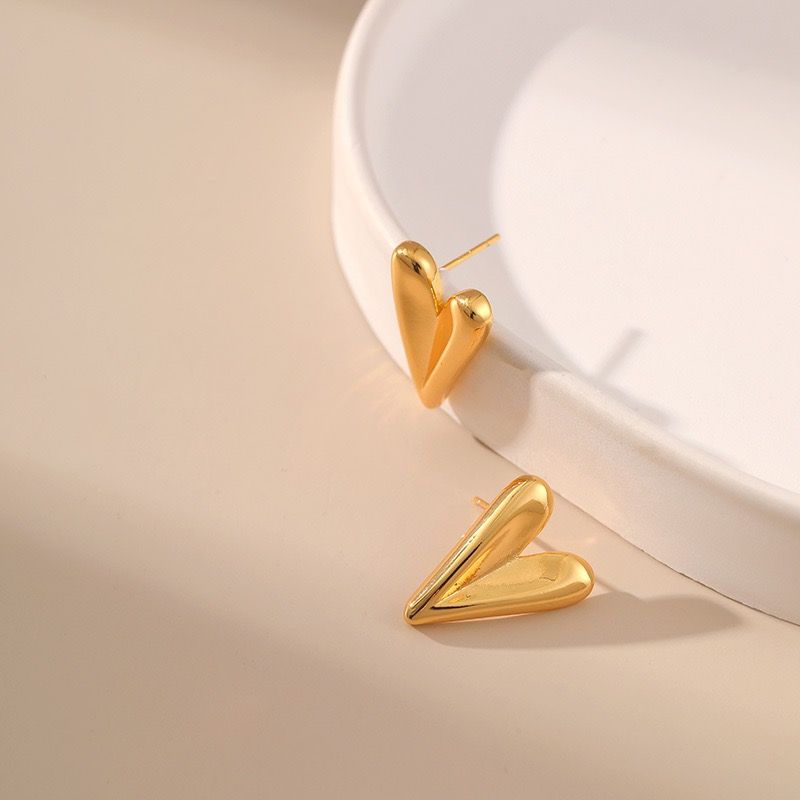 1 Pair Ig Style Simple Style Heart Shape Plating Stainless Steel 18k Gold Plated Ear Studs