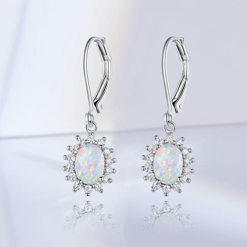 1 Pair Elegant Lady Sun Plating Inlay Copper Artificial Gemstones White Gold Plated Earrings