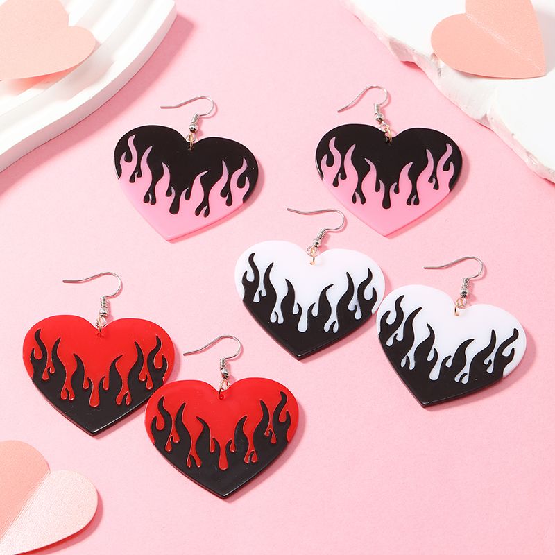 1 Pair Sweet Heart Shape Plating Arylic Silver Plated Drop Earrings