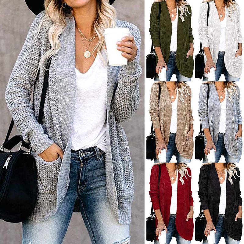 Women's Coat Sweater Long Sleeve Sweaters & Cardigans Elegant Solid Color
