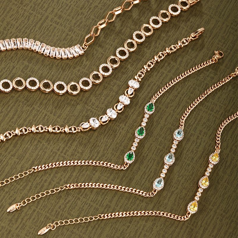 Luxurious Xuping Geometric 18k Gold Plated Artificial Diamond Alloy Wholesale Bracelets