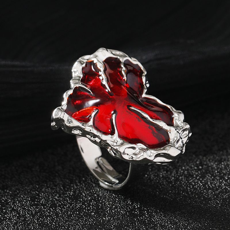 Hip-hop Punk Heart Shape Alloy Silver Plated Unisex Rings