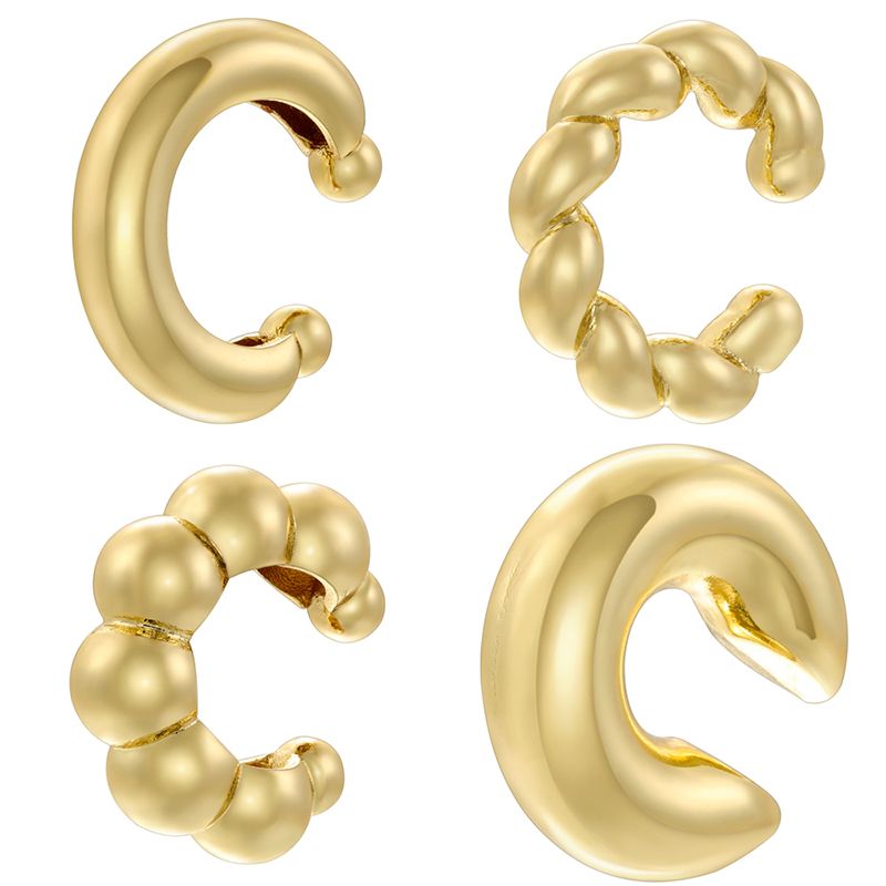 1 Pair Casual Vintage Style Simple Style C Shape Plating Copper 18k Gold Plated Earrings