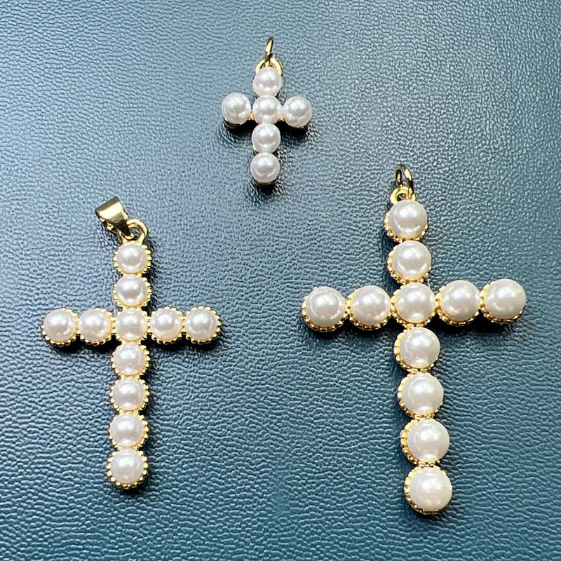 Simple Style Cross Imitation Pearl Plating Jewelry Accessories
