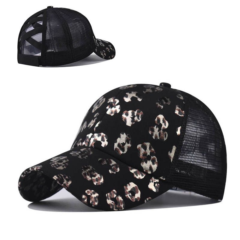 Women's Sweet Simple Style Leopard Curved Eaves Baseball Cap
