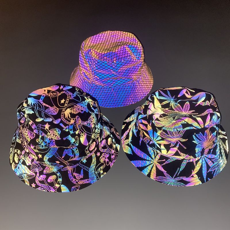 Unisex Hip-hop Retro Streetwear Printing Wide Eaves Bucket Hat