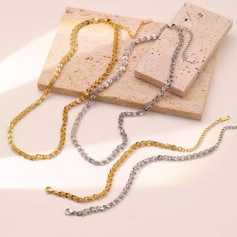 Casual Hip-hop Solid Color Stainless Steel Plating White Gold Plated Gold Plated Bracelets Necklace