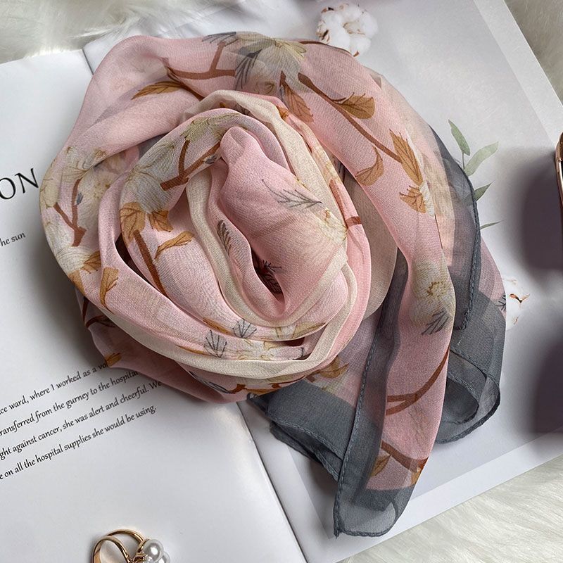 Women's Elegant Simple Style Flower Georgette Silk Scarf