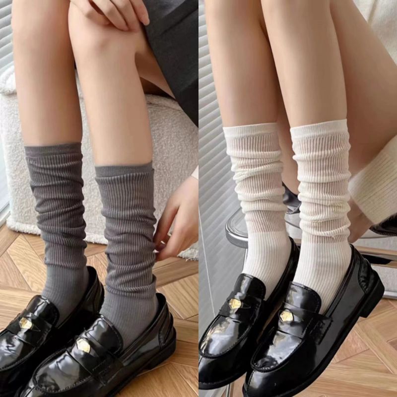 Femmes Style Japonais Couleur Unie Polyester Coton Polyester Crew Socks Une Paire