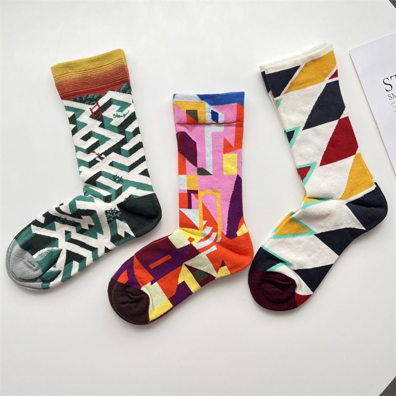 Unisex Lässig Moderner Stil Geometrisch Baumwolle Crew Socken Ein Paar
