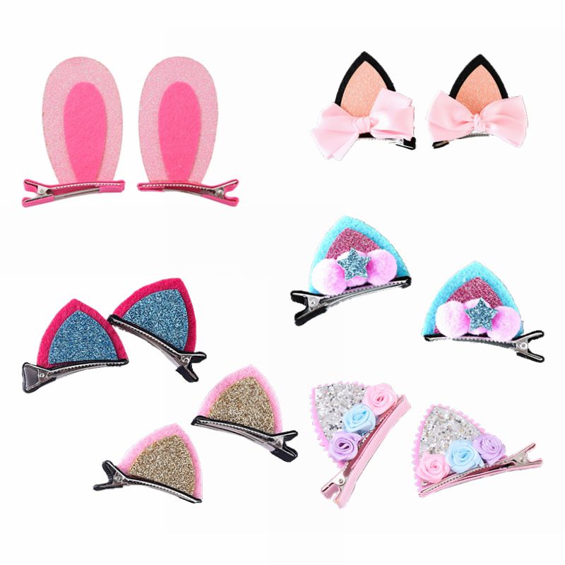 Kid's Cartoon Style Solid Color Cloth Sequins Bowknot Hair Clip