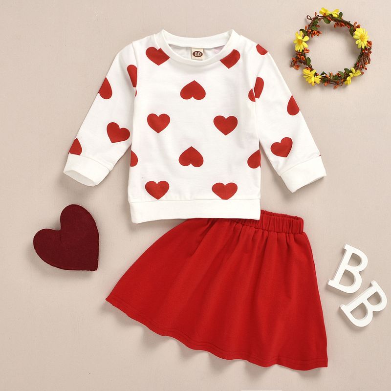 Princess Cute Heart Shape Cotton Girls Clothing Sets