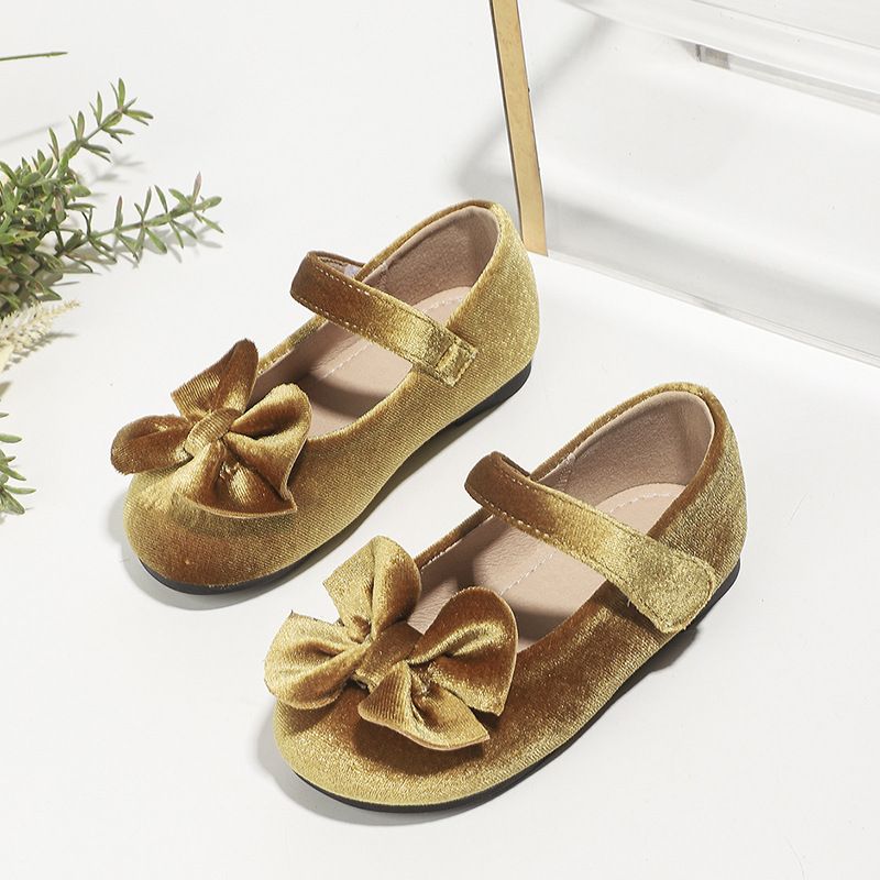 Girl's Vintage Style Solid Color Bowknot Round Toe Flats