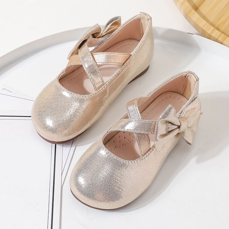 Girl's Basic Vintage Style Solid Color Bowknot Round Toe Flats