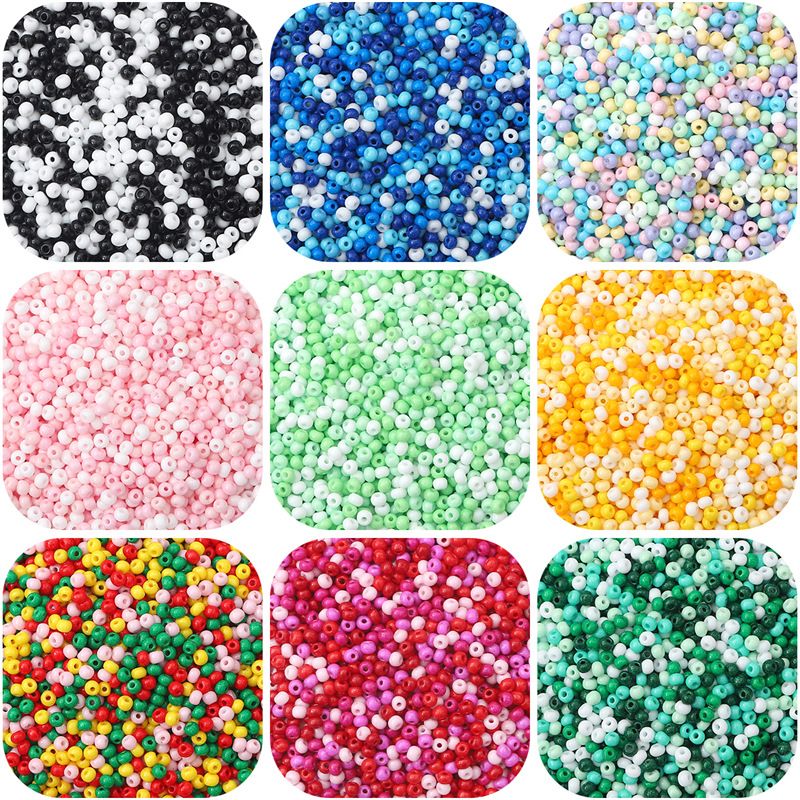 1 Set Glass Solid Color Polished Beads