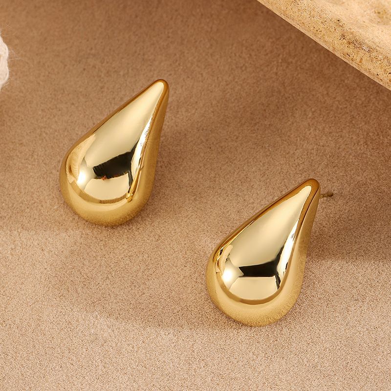 1 Pair Elegant Simple Style Water Droplets Plating Alloy Ear Studs