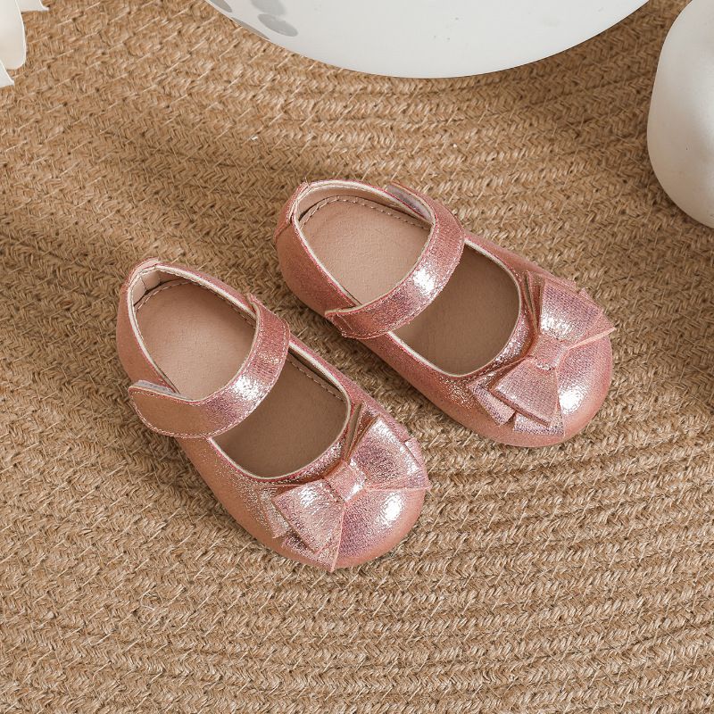 Girl's Basic Solid Color Bowknot Round Toe Flats