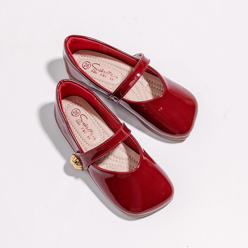 Girl's Basic Vintage Style Solid Color Square Toe Flats