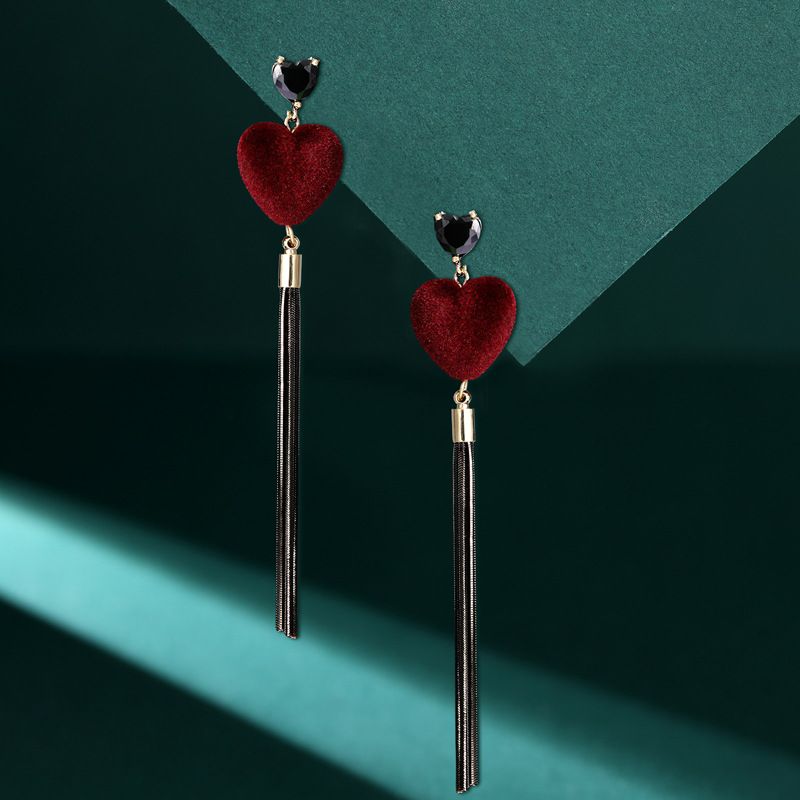1 Pair Lady Heart Shape Plating Copper Drop Earrings