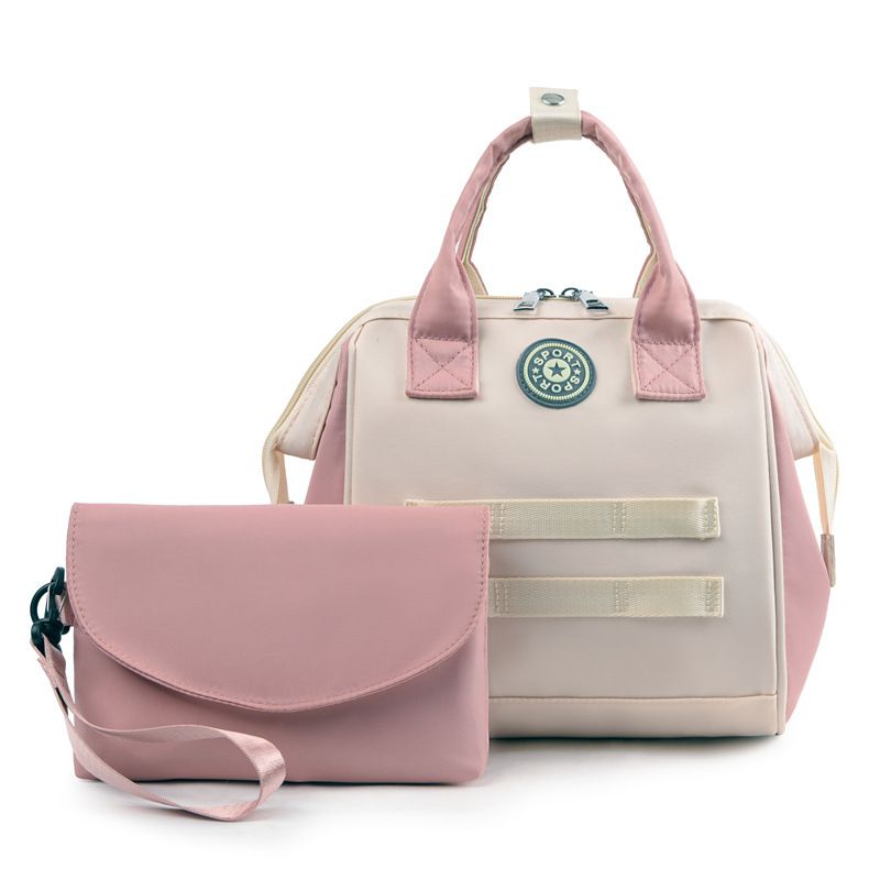Women's Medium Nylon Color Block Basic Square Zipper Functional Backpack Diaper Bags