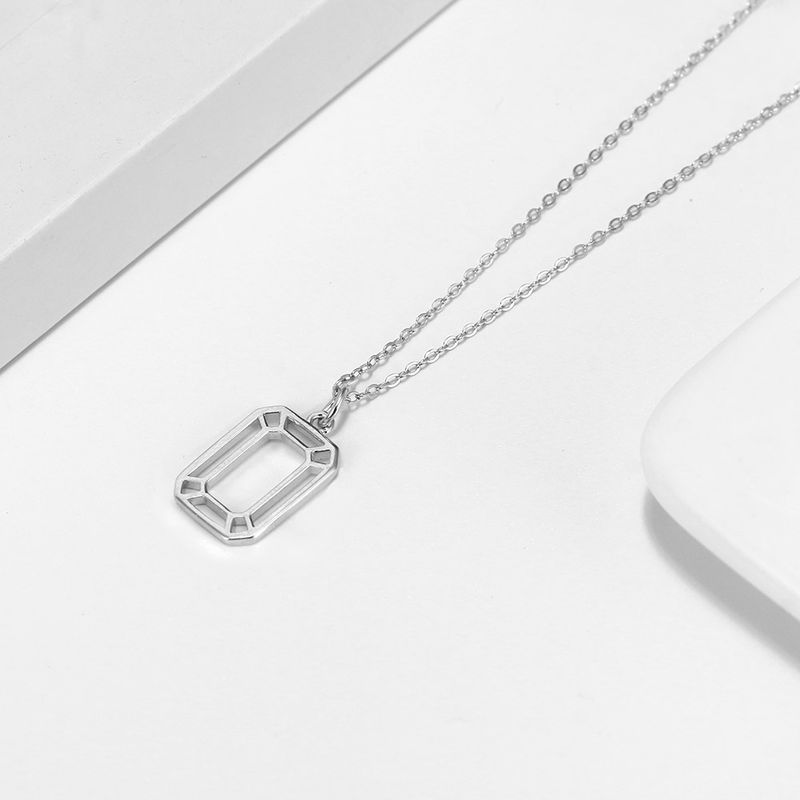 Casual Simple Style Rectangle Sterling Silver Plating Hollow Out 14k Gold Plated Silver Plated Pendant Necklace