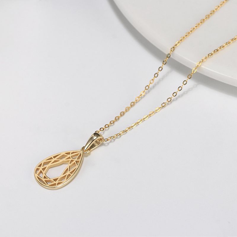 Casual Simple Style Water Droplets Sterling Silver Plating Hollow Out 14k Gold Plated Silver Plated Pendant Necklace