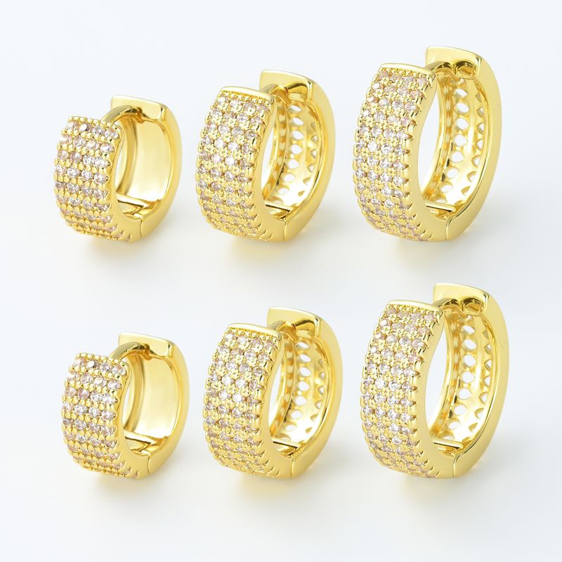 1 Piece Simple Style Round Plating Inlay Brass Zircon 18k Gold Plated Silver Plated Earrings