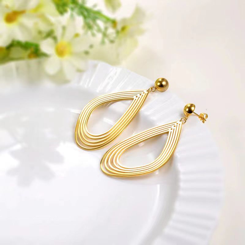 1 Pair Simple Style Classic Style Water Droplets Plating Stainless Steel None Gold Plated Drop Earrings