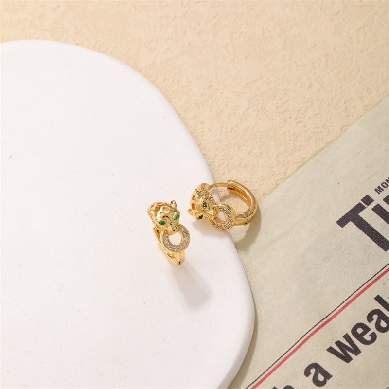 1 Pair Lady Animal Plating Inlay Copper Zircon Gold Plated Earrings