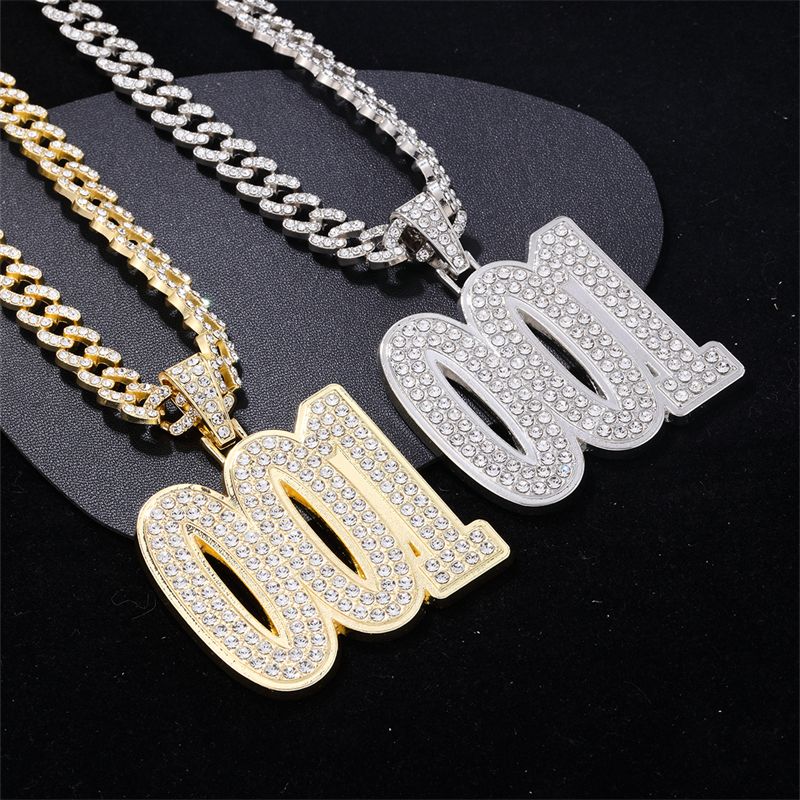 1 Piece Hip-hop Number Stainless Steel Plating Inlay Chain Jewelry Accessories