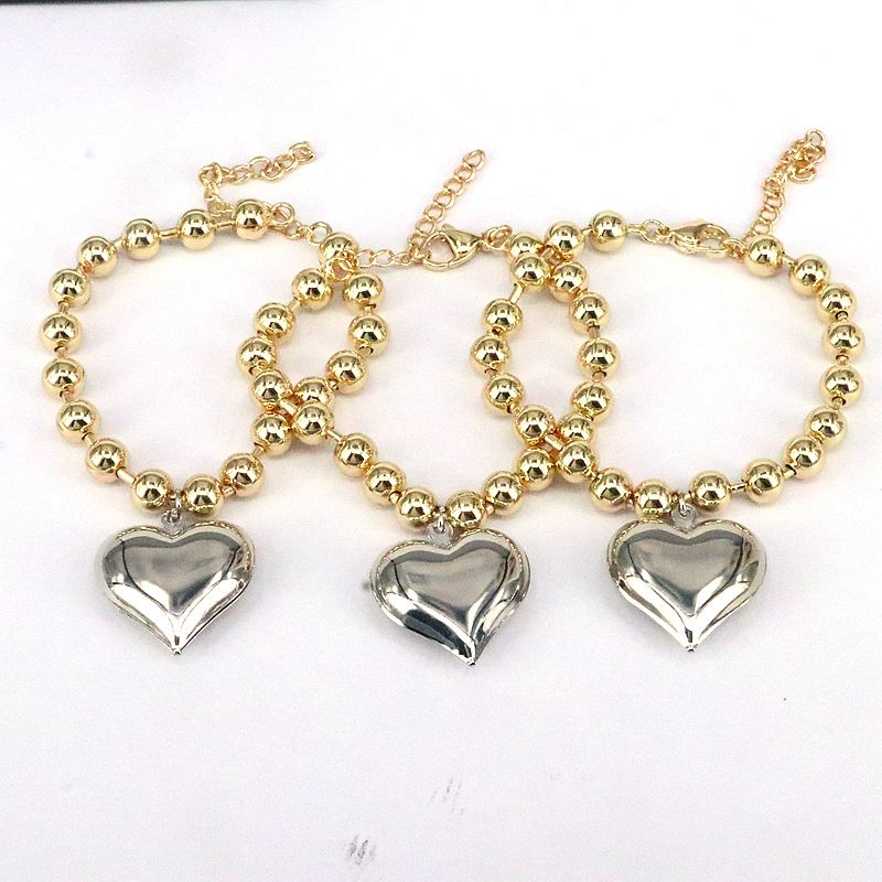 Vintage Style Simple Style Heart Shape Copper Plating 18k Gold Plated Bracelets
