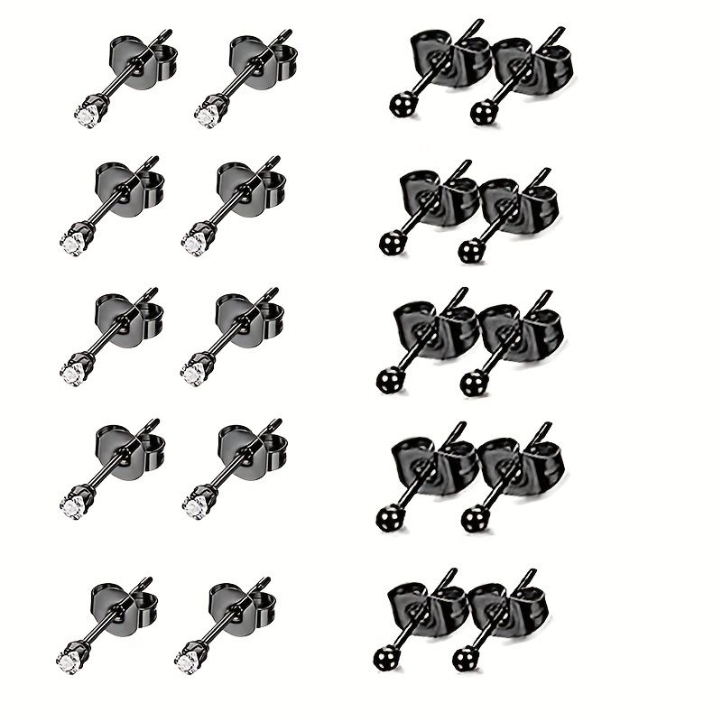 10 Pairs Simple Style Geometric Plating Inlay Stainless Steel Artificial Crystal Ear Studs