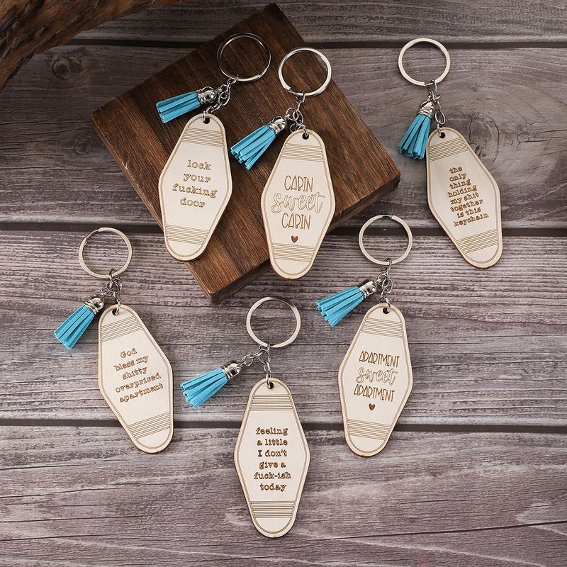 Style Simple Lettre Bois Unisexe Pendentif De Sac Porte-clés