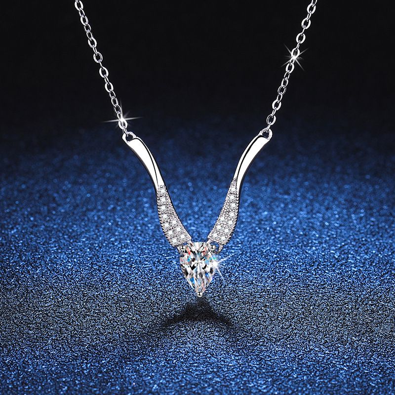 Elegant Glam Solid Color Sterling Silver Plating Inlay Zircon White Gold Plated Necklace Pendant