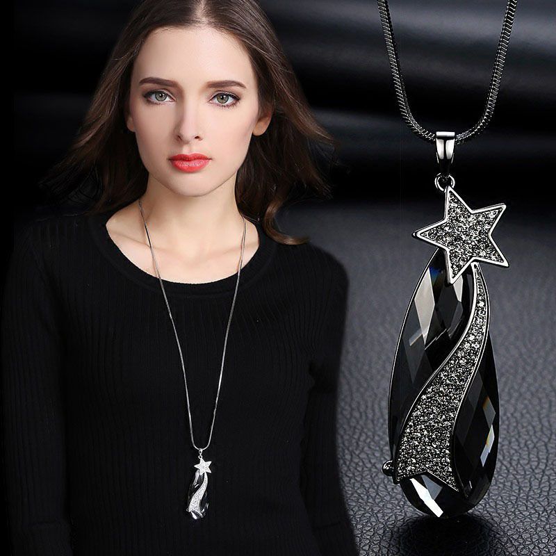 Simple Style Star Alloy Copper Inlay Rhinestones Women's Long Necklace
