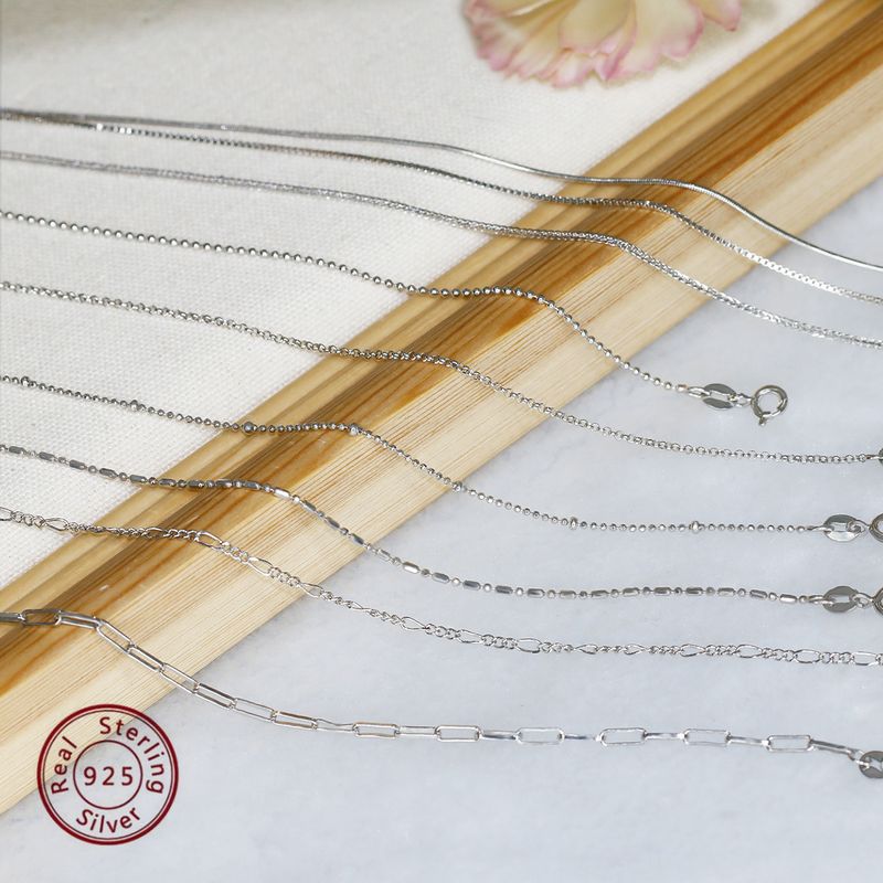 Elegant Basic Halskette Sterling Silber Überzug Aushöhlen Weißgold Plattiert Überzogen Mit Rhodium Halskette