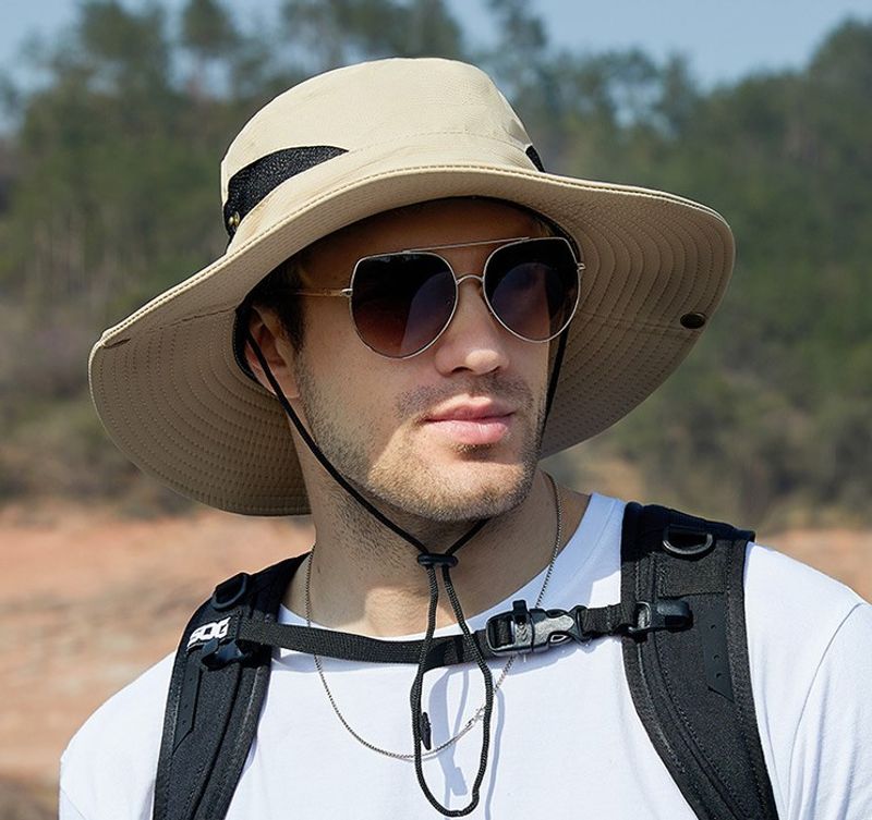 Männer Basic Ferien Einfarbig Große Traufen Bucket Hat