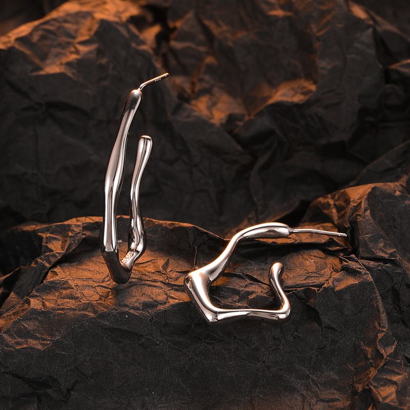 1 Pair Casual U Shape Plating Sterling Silver White Gold Plated Ear Studs