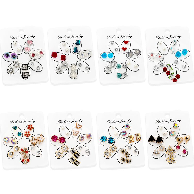 Wholesale Jewelry Simple Style Geometric Alloy Artificial Pearls Rhinestones Plating Inlay Ear Studs