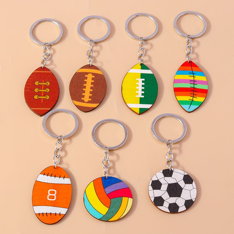 Des Sports Football Bois Alliage De Zinc Pendentif De Sac Porte-clés