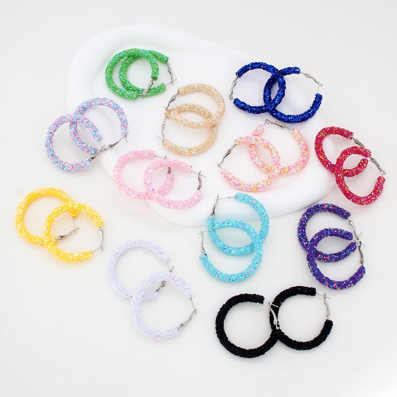 1 Pair IG Style Simple Style Circle Sequins Plastic Iron Earrings