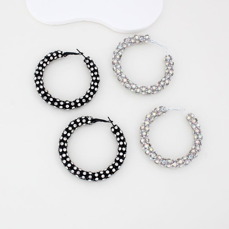 1 Pair IG Style Circle Plating Inlay Iron Rhinestones Earrings