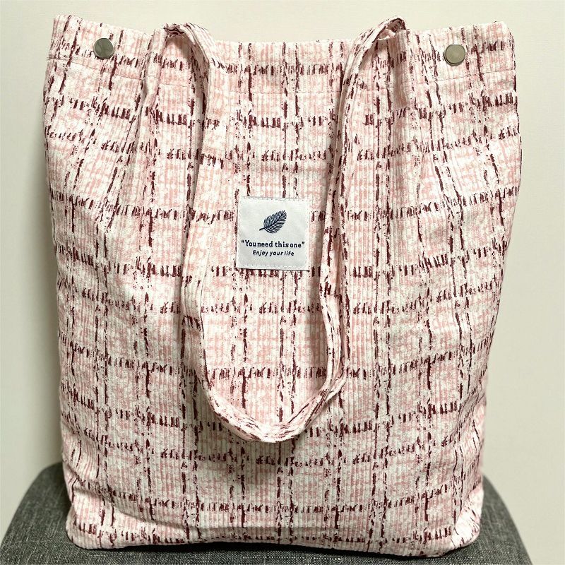 Women's Large Corduroy Color Block Classic Style Buckle Shoulder Bag