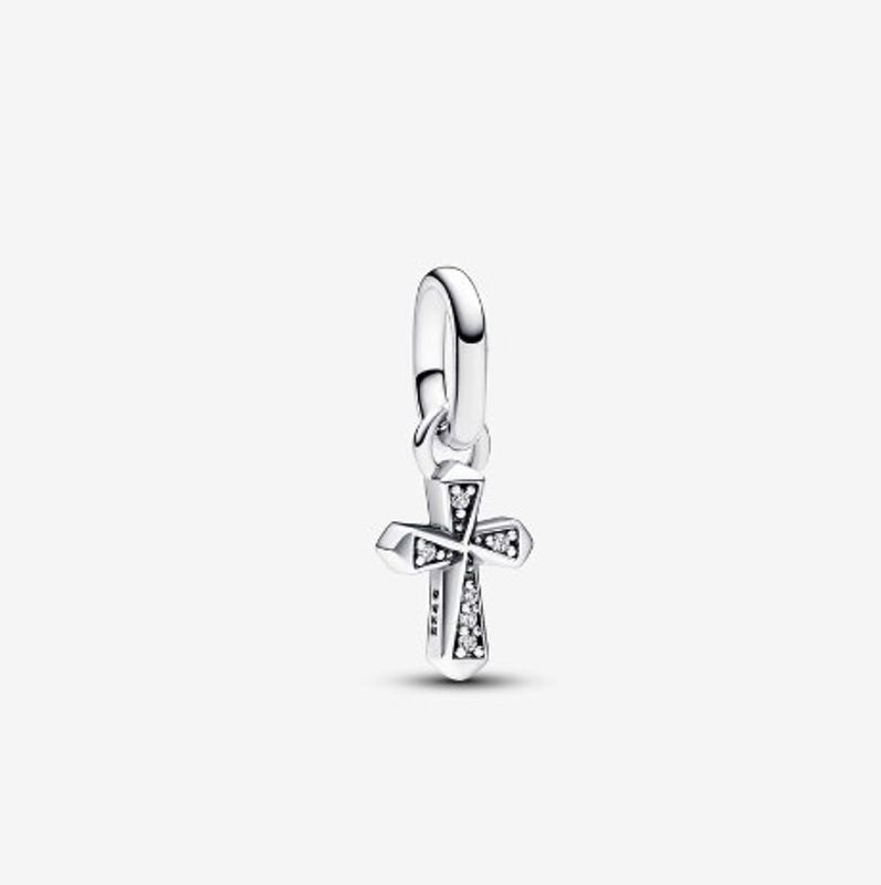 Simple Style Cross Sterling Silver Plating Inlay Zircon Charms Jewelry Accessories