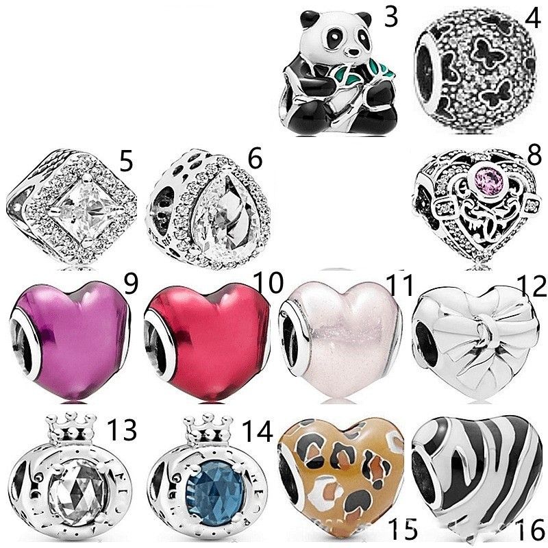 Simple Style Panda Heart Shape Crown Sterling Silver Enamel Plating Inlay Zircon Jewelry Packaging Bags