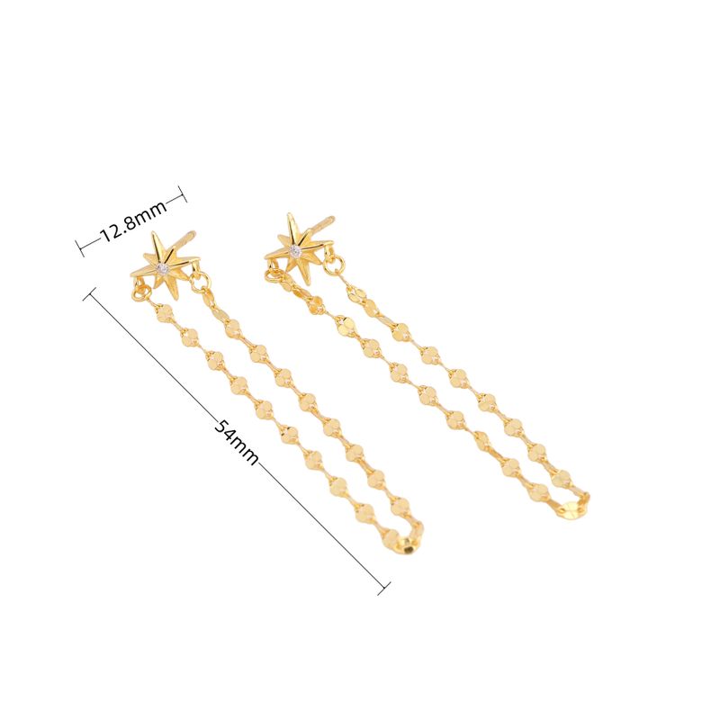 1 Pair Simple Style Star Plating Sterling Silver Gold Plated Drop Earrings
