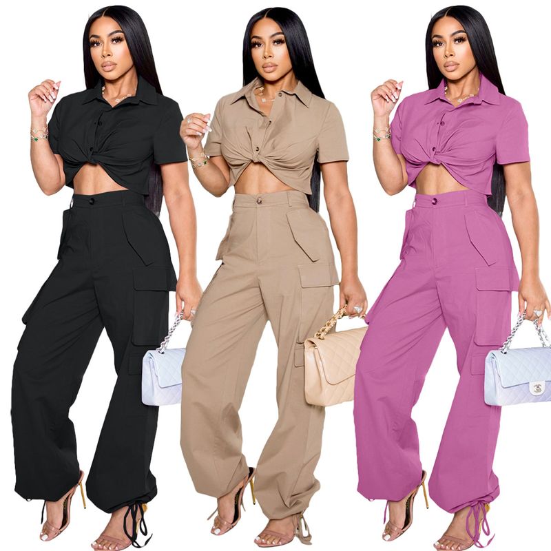 Daily Street Women's Casual Classic Style Solid Color Polyester Pants Sets Pants Sets