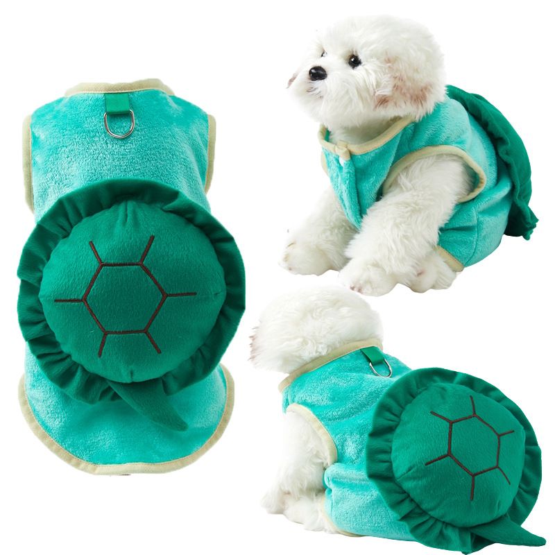 Cartoon Style Flannel Fabric Tortoise Pet Clothing