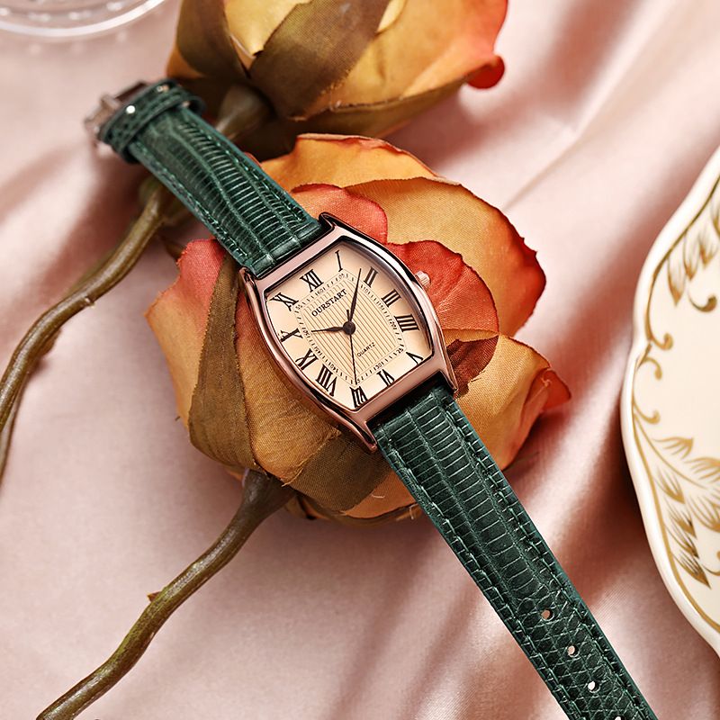 Vintage Style Solid Color Buckle Quartz Women's Watches