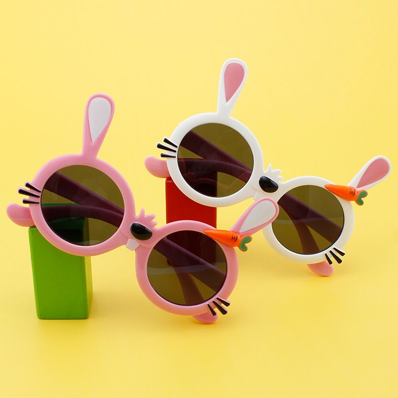 Cartoon-stil Kaninchen Karotte Tak Runder Rahmen Vollbild Kinder Sonnenbrille